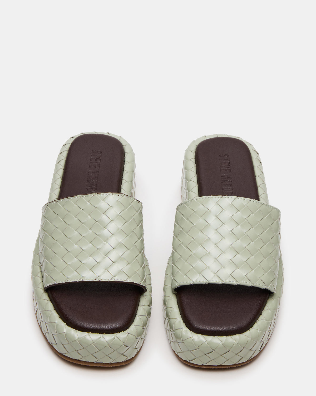 BEACHY Quilted Pistachio Platform Slide Women's Sandal Steve Madden LIGHT GREEN