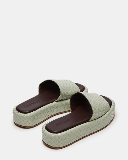 BEACHY Quilted Pistachio Platform Slide Women's Sandal Steve Madden LIGHT GREEN