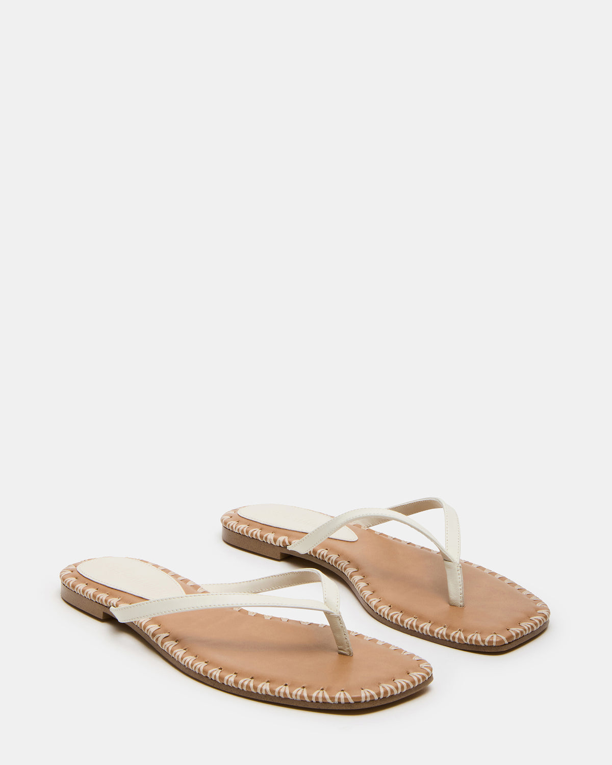 MARELLA Bone Leather Women's Thong Square-Toe Sandal Steve Madden BONE LEATHER
