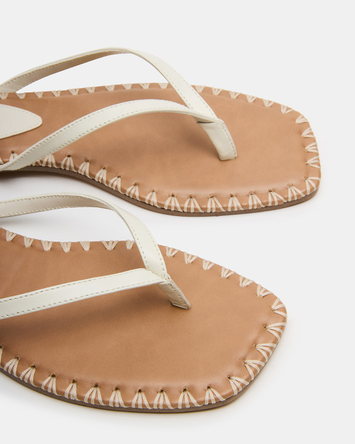 MARELLA Bone Leather Women's Thong Square-Toe Sandal Steve Madden BONE LEATHER