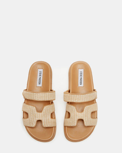 MAYVEN Natural Raffia Flatform Slide Women's Sandal Steve Madden NATURAL RAFFIA