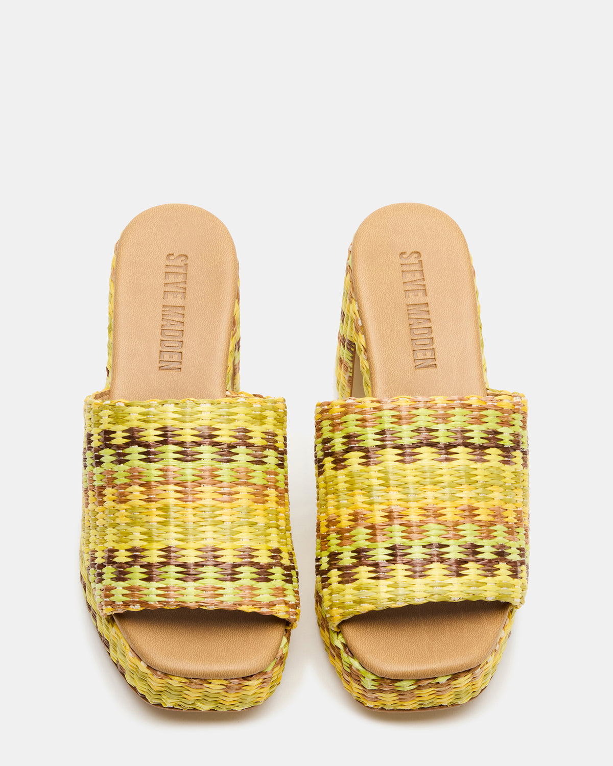 KOLA Raffia Multi Platform Square-Toe Block Heel Mule Women's Sandal Steve Madden RAFFIA MULTI