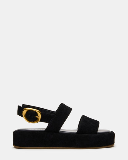 BARONI Black Suede Square-Toe Platform Women's Sandals Steve Madden BLACK SUEDE