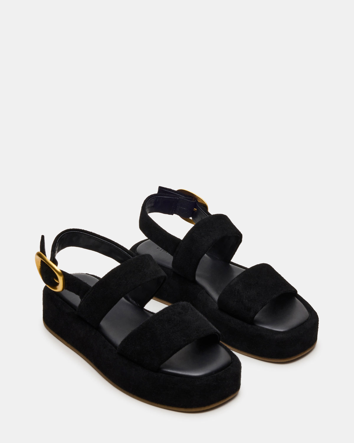 BARONI Black Suede Square-Toe Platform Women's Sandals Steve Madden BLACK SUEDE