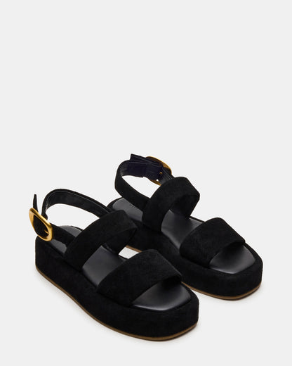 BARONI Black Suede Square-Toe Platform Women's Sandals Steve Madden BLACK SUEDE