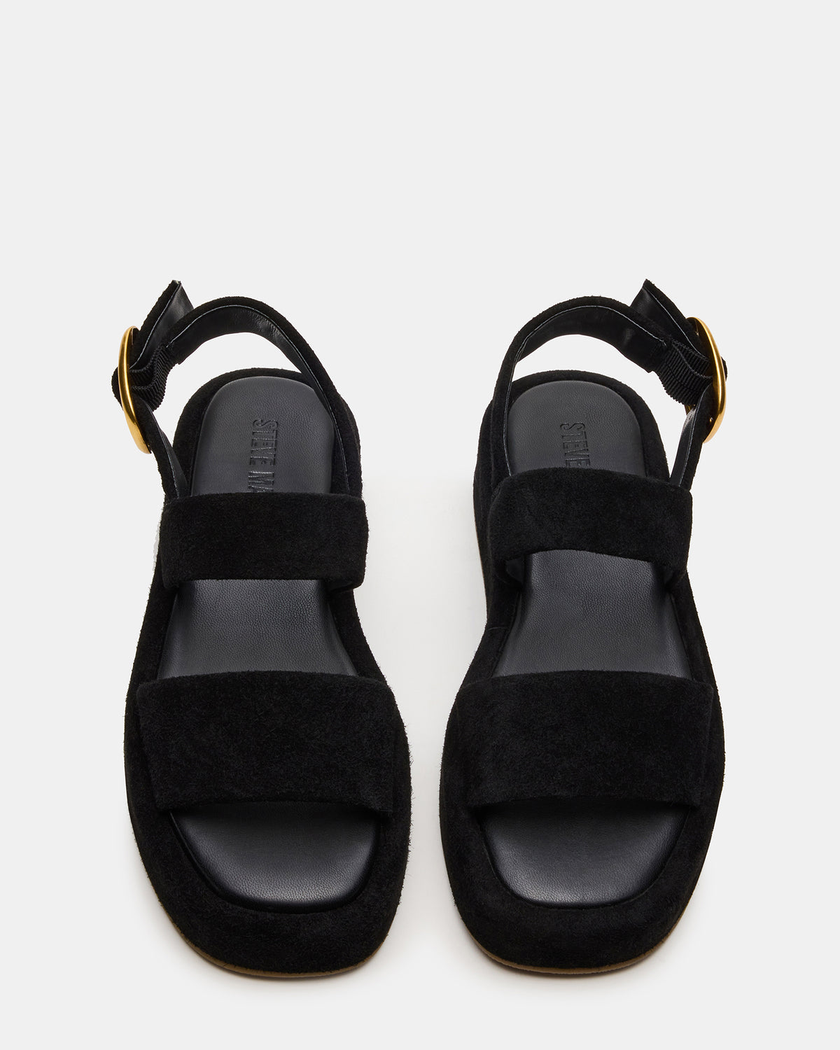 BARONI Black Suede Square-Toe Platform Women's Sandals Steve Madden BLACK SUEDE