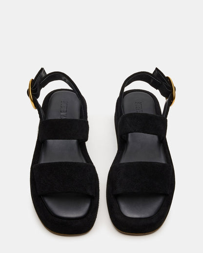 BARONI Black Suede Square-Toe Platform Women's Sandals Steve Madden BLACK SUEDE