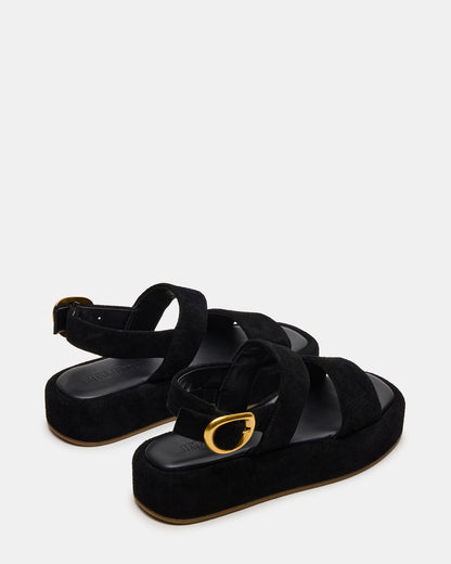 BARONI Black Suede Square-Toe Platform Women's Sandals Steve Madden BLACK SUEDE