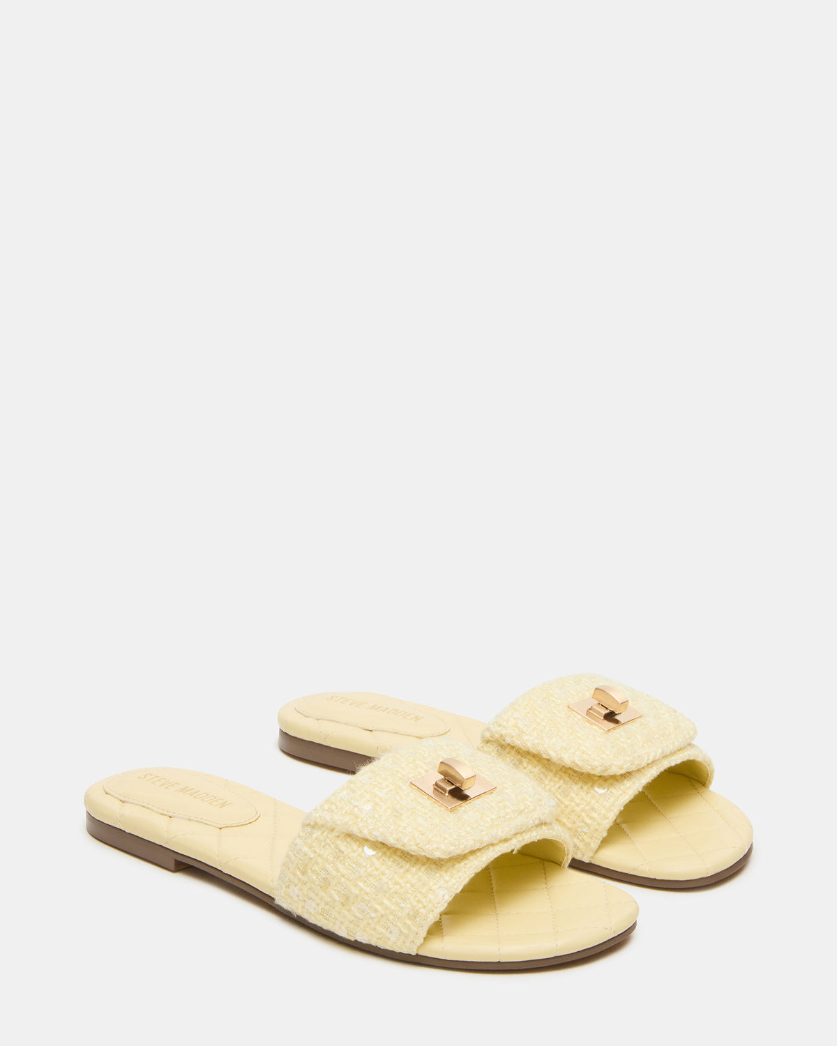 MORELAND Sequin Yellow Quilted Slide Women's Sandal Steve Madden YELLOW