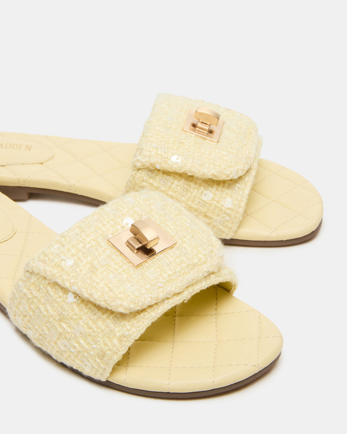 MORELAND Sequin Yellow Quilted Slide Women's Sandal Steve Madden YELLOW