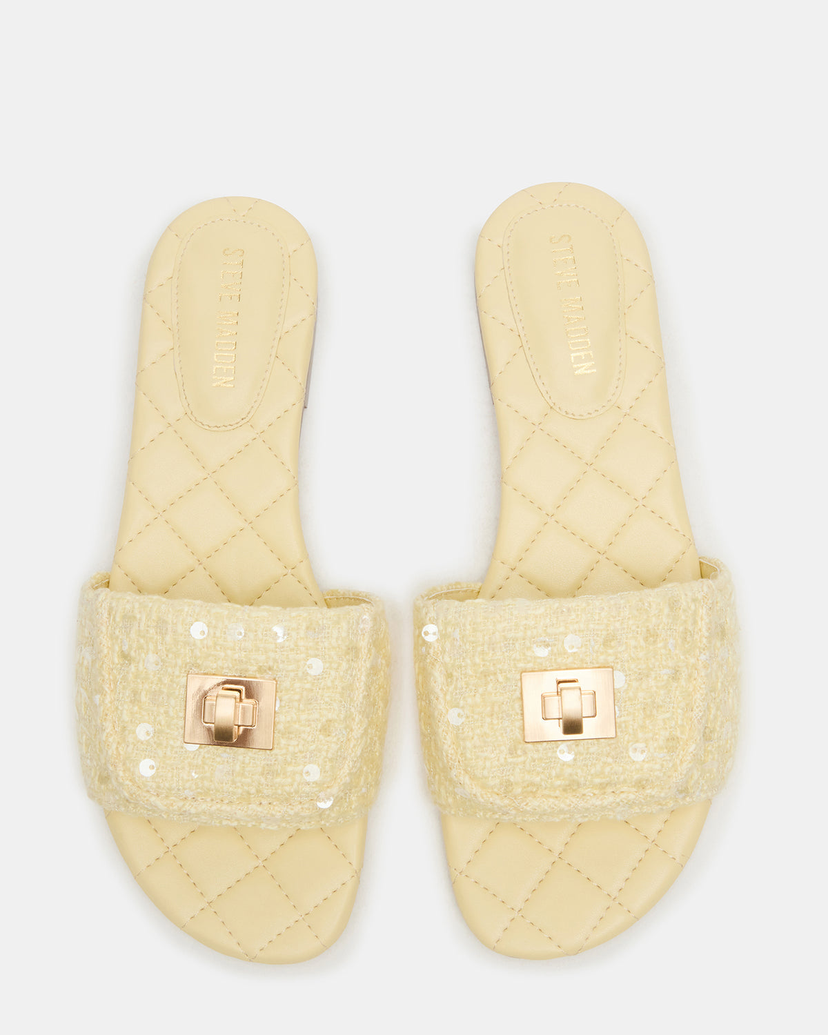 MORELAND Sequin Yellow Quilted Slide Women's Sandal Steve Madden YELLOW