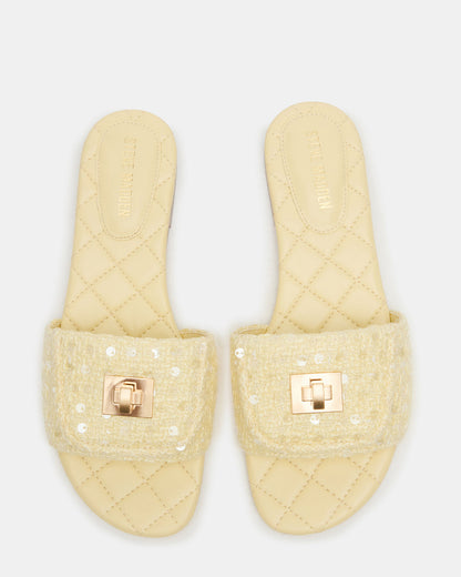 MORELAND Sequin Yellow Quilted Slide Women's Sandal Steve Madden YELLOW