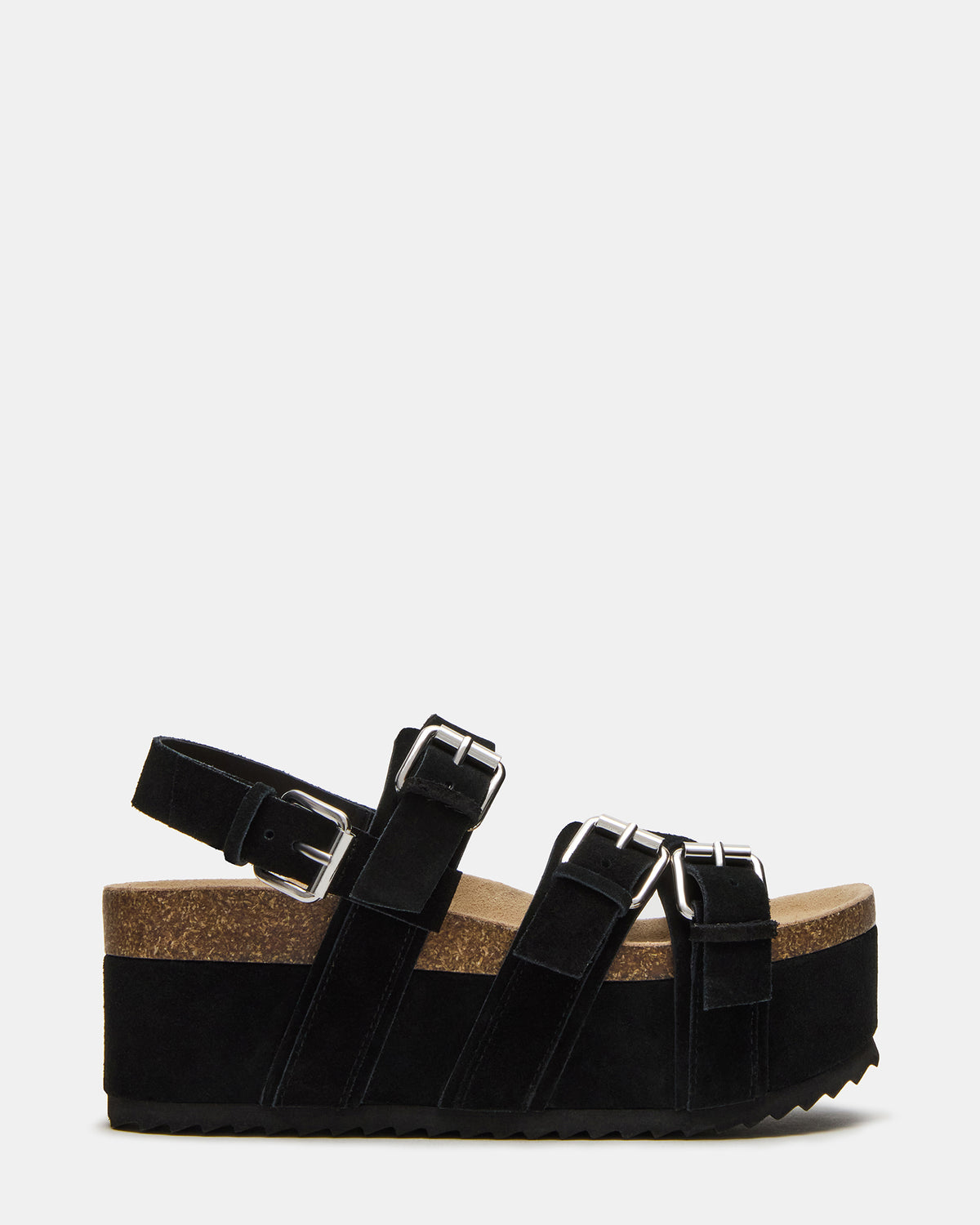 KIWI Black Suede Women's Strappy Platform Sandal Steve Madden BLACK SUEDE