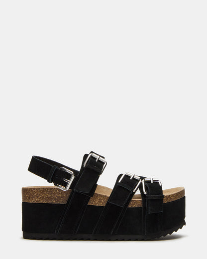 KIWI Black Suede Women's Strappy Platform Sandal Steve Madden BLACK SUEDE