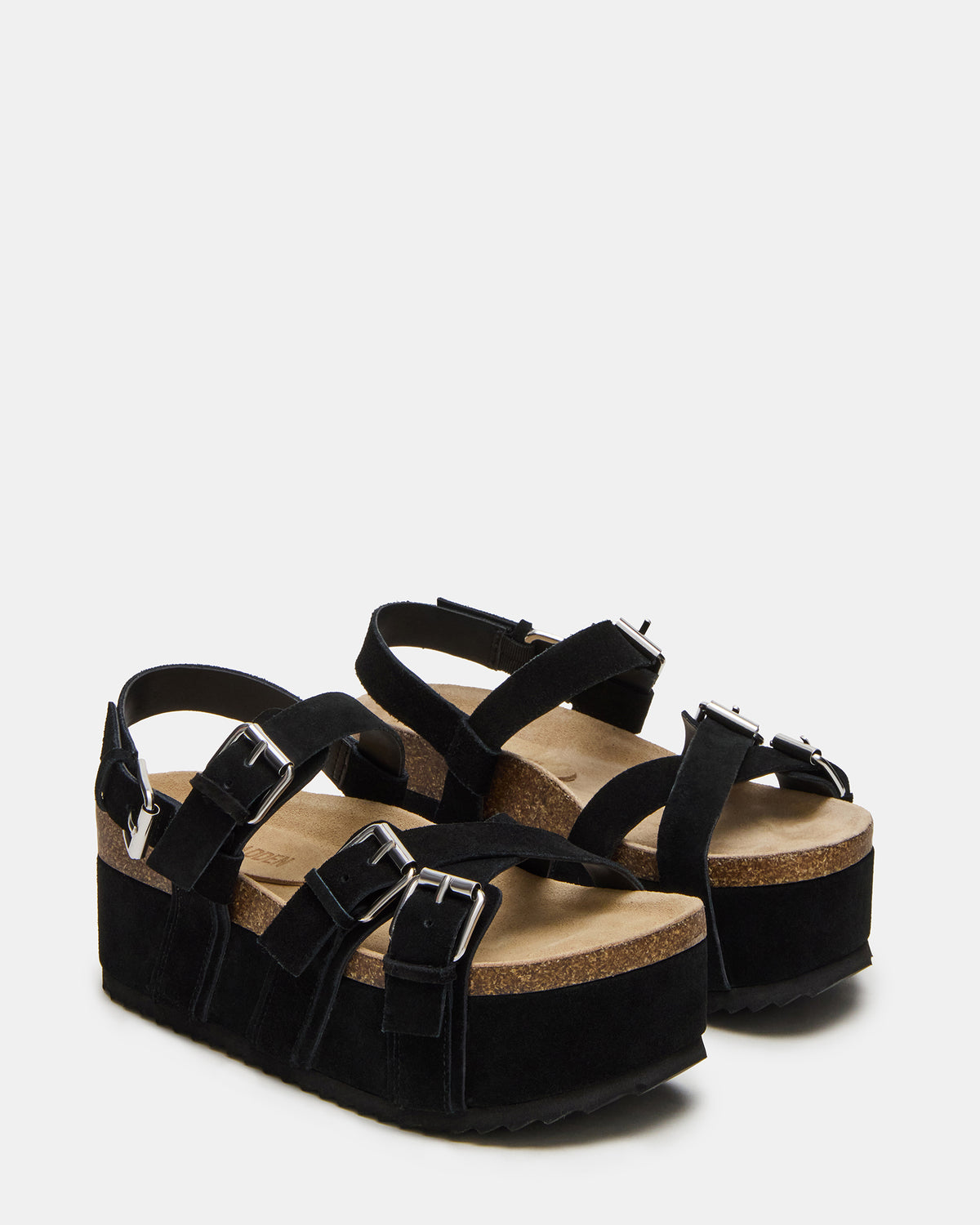 KIWI Black Suede Women's Strappy Platform Sandal Steve Madden BLACK SUEDE