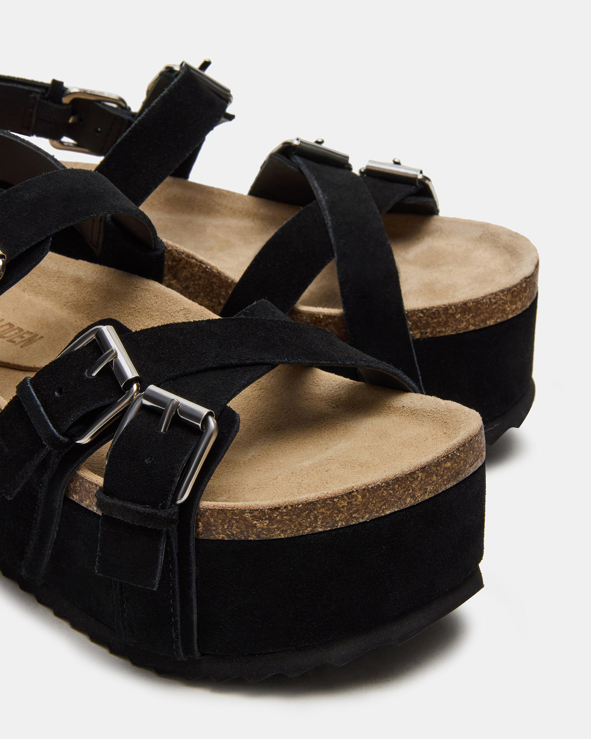 KIWI Black Suede Women's Strappy Platform Sandal Steve Madden BLACK SUEDE