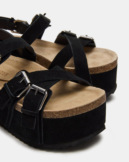 KIWI Black Suede Women's Strappy Platform Sandal Steve Madden BLACK SUEDE