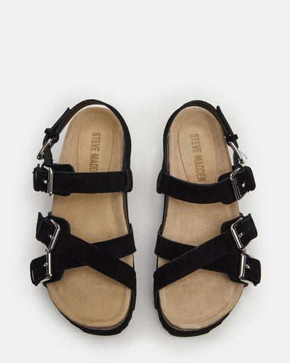 KIWI Black Suede Women's Strappy Platform Sandal Steve Madden BLACK SUEDE