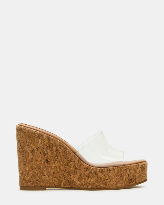 CAYMAN Clear Platform Square-Toe Wedge Women's Sandal Steve Madden CLEAR