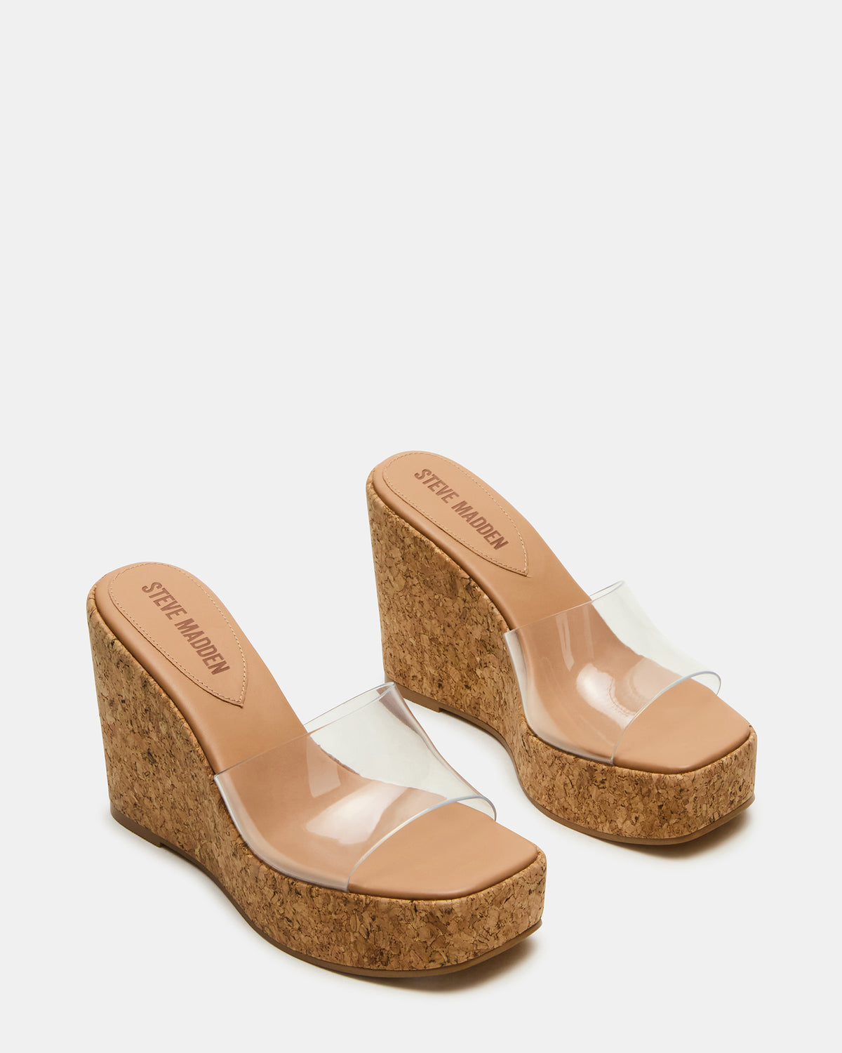 CAYMAN Clear Platform Square-Toe Wedge Women's Sandal Steve Madden CLEAR