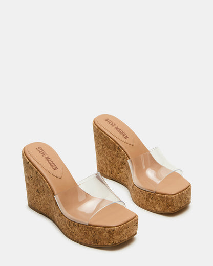 CAYMAN Clear Platform Square-Toe Wedge Women's Sandal Steve Madden CLEAR