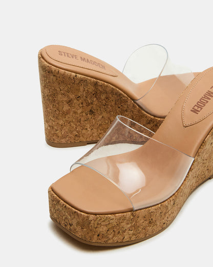 CAYMAN Clear Platform Square-Toe Wedge Women's Sandal Steve Madden CLEAR