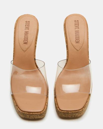 CAYMAN Clear Platform Square-Toe Wedge Women's Sandal Steve Madden CLEAR