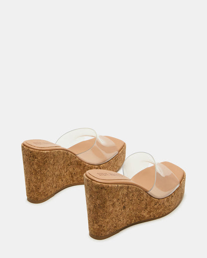 CAYMAN Clear Platform Square-Toe Wedge Women's Sandal Steve Madden CLEAR