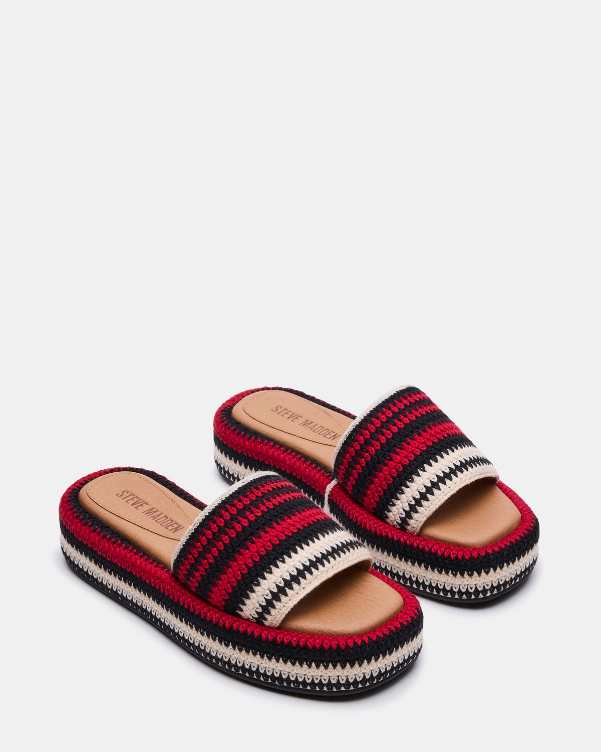 BEACHY Woven Red Multi Platform Slide Women's Sandal Steve Madden RED MULTI