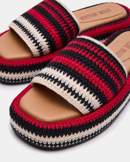 BEACHY Woven Red Multi Platform Slide Women's Sandal Steve Madden RED MULTI