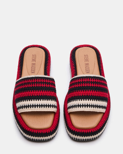 BEACHY Woven Red Multi Platform Slide Women's Sandal Steve Madden RED MULTI