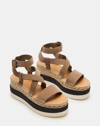 SOREN Taupe Suede Women's Espadrille Sandal Steve Madden TAUPE SUEDE