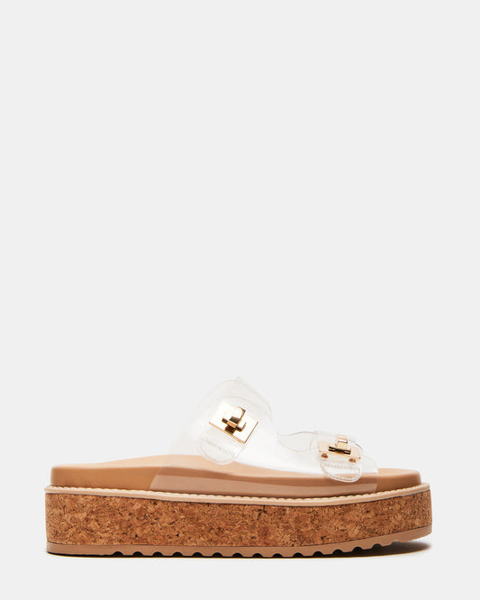 BIGSCHMONA Clear Suede Women's Platform Slide Sandal Steve Madden CLEAR
