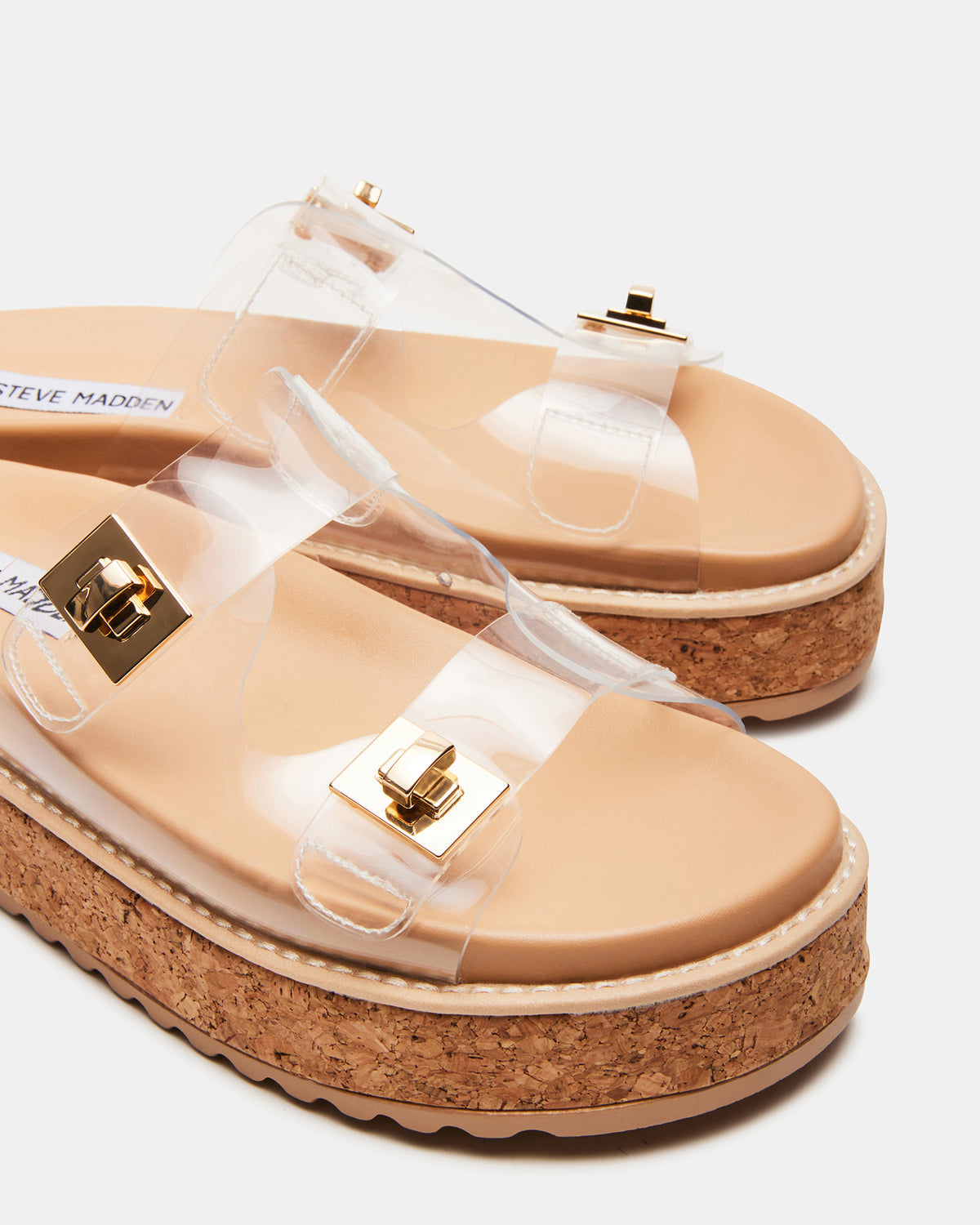 BIGSCHMONA Clear Suede Women's Platform Slide Sandal Steve Madden CLEAR