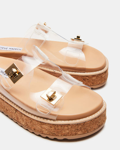 BIGSCHMONA Clear Suede Women's Platform Slide Sandal Steve Madden CLEAR