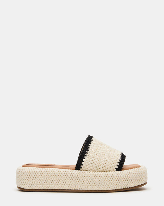 BEACHY Woven Cream Multi Platform Slide Women's Sandal Steve Madden CREAM MULTI