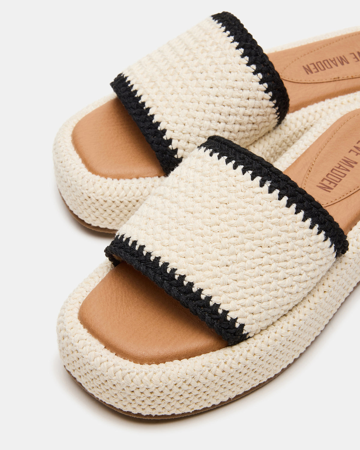 BEACHY Woven Cream Multi Platform Slide Women's Sandal Steve Madden CREAM MULTI