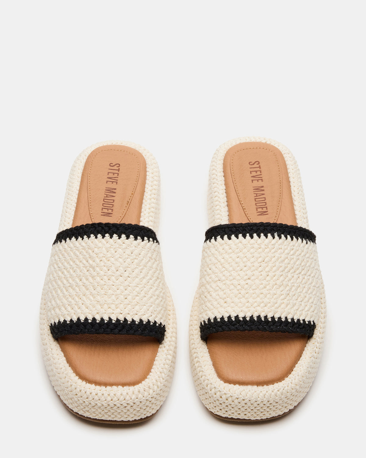 BEACHY Woven Cream Multi Platform Slide Women's Sandal Steve Madden CREAM MULTI
