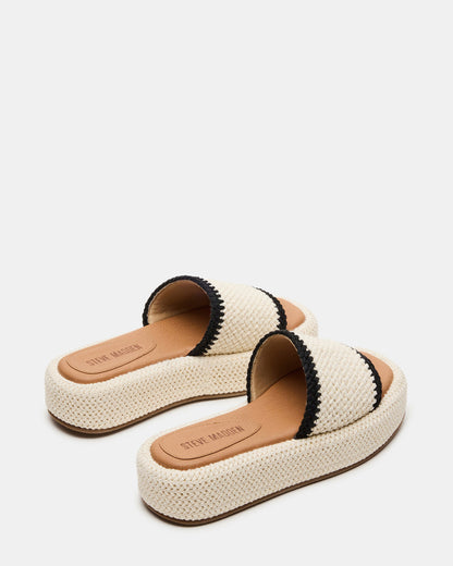 BEACHY Woven Cream Multi Platform Slide Women's Sandal Steve Madden CREAM MULTI
