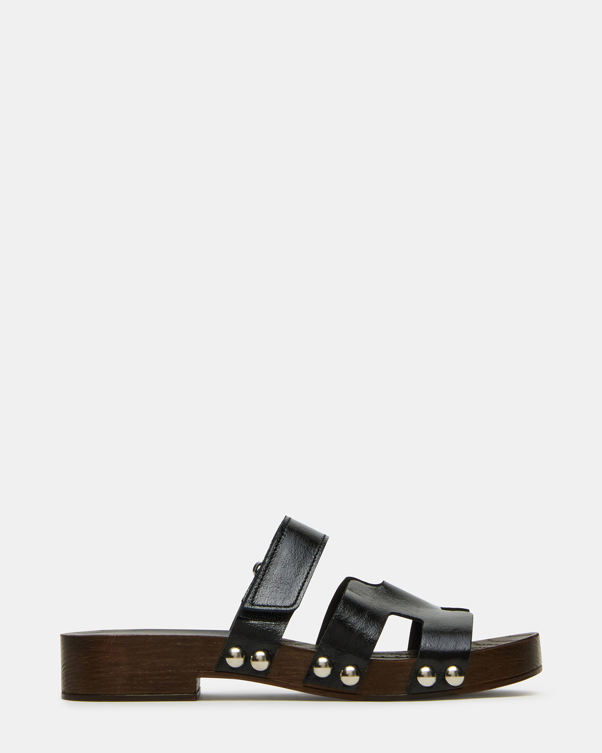 CANAL Black Patent Wood Bottom Slide Women's Sandal Steve Madden BLACK PATENT