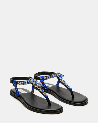 SOLITA Blue Multi Rhinestone Ornament Thong Sandal | Women's Sandals Steve Madden BLUE MULTI