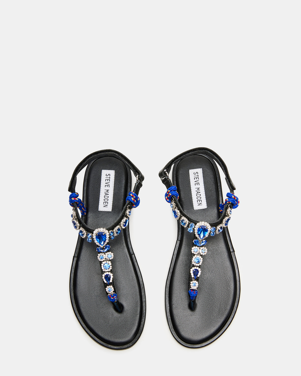 SOLITA Blue Multi Rhinestone Ornament Thong Sandal | Women's Sandals Steve Madden BLUE MULTI