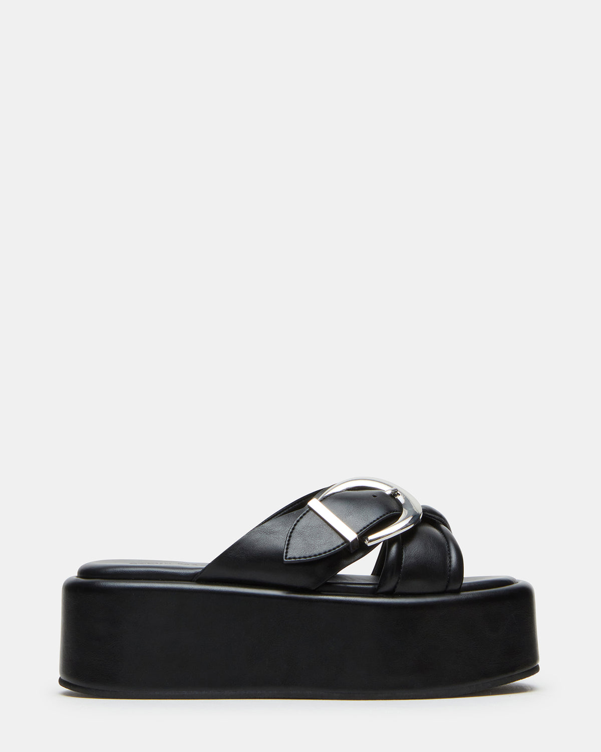 CYPHER Black Women's Platform Square Toe Sandal Steve Madden BLACK