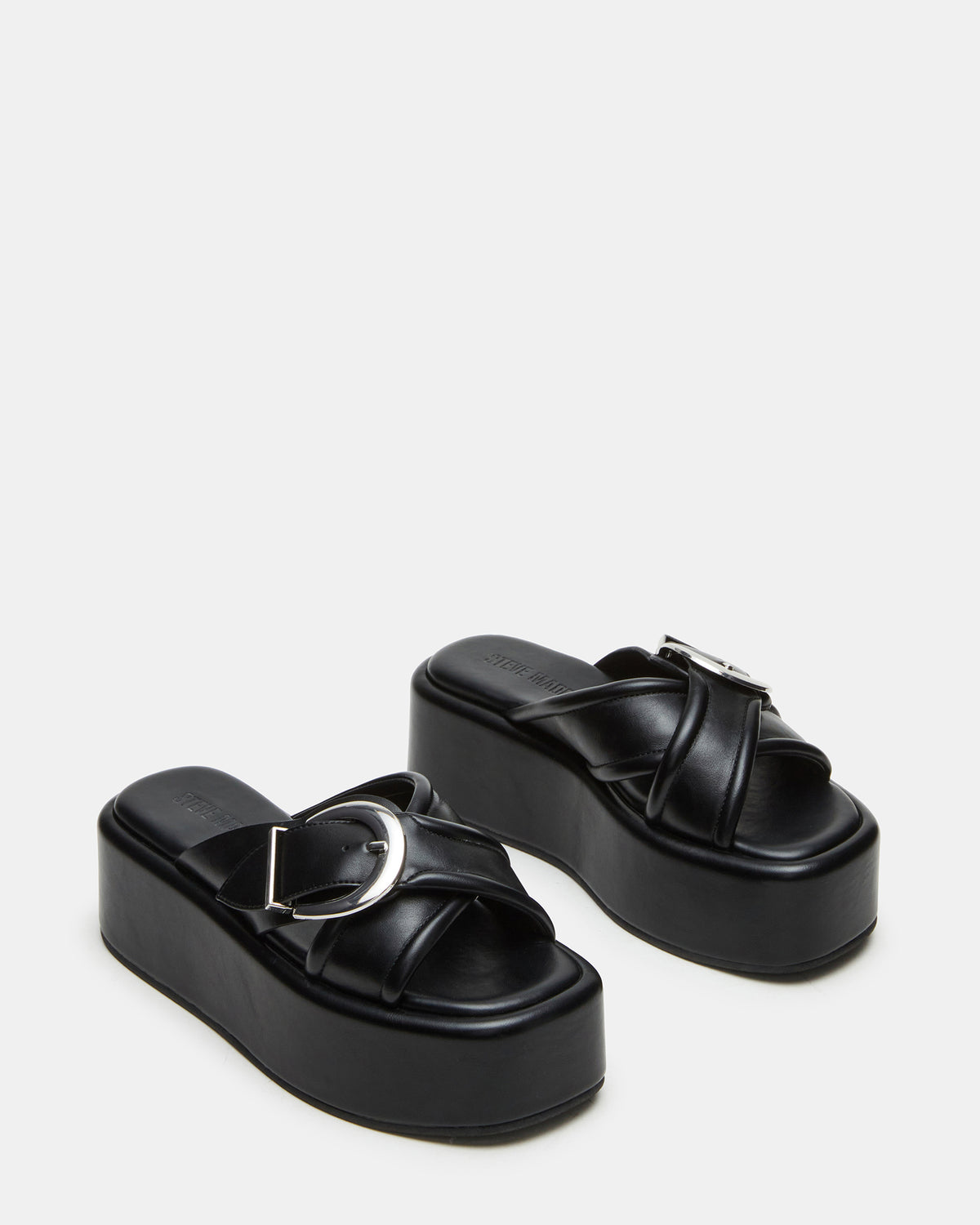 CYPHER Black Women's Platform Square Toe Sandal Steve Madden BLACK