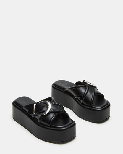 CYPHER Black Women's Platform Square Toe Sandal Steve Madden BLACK