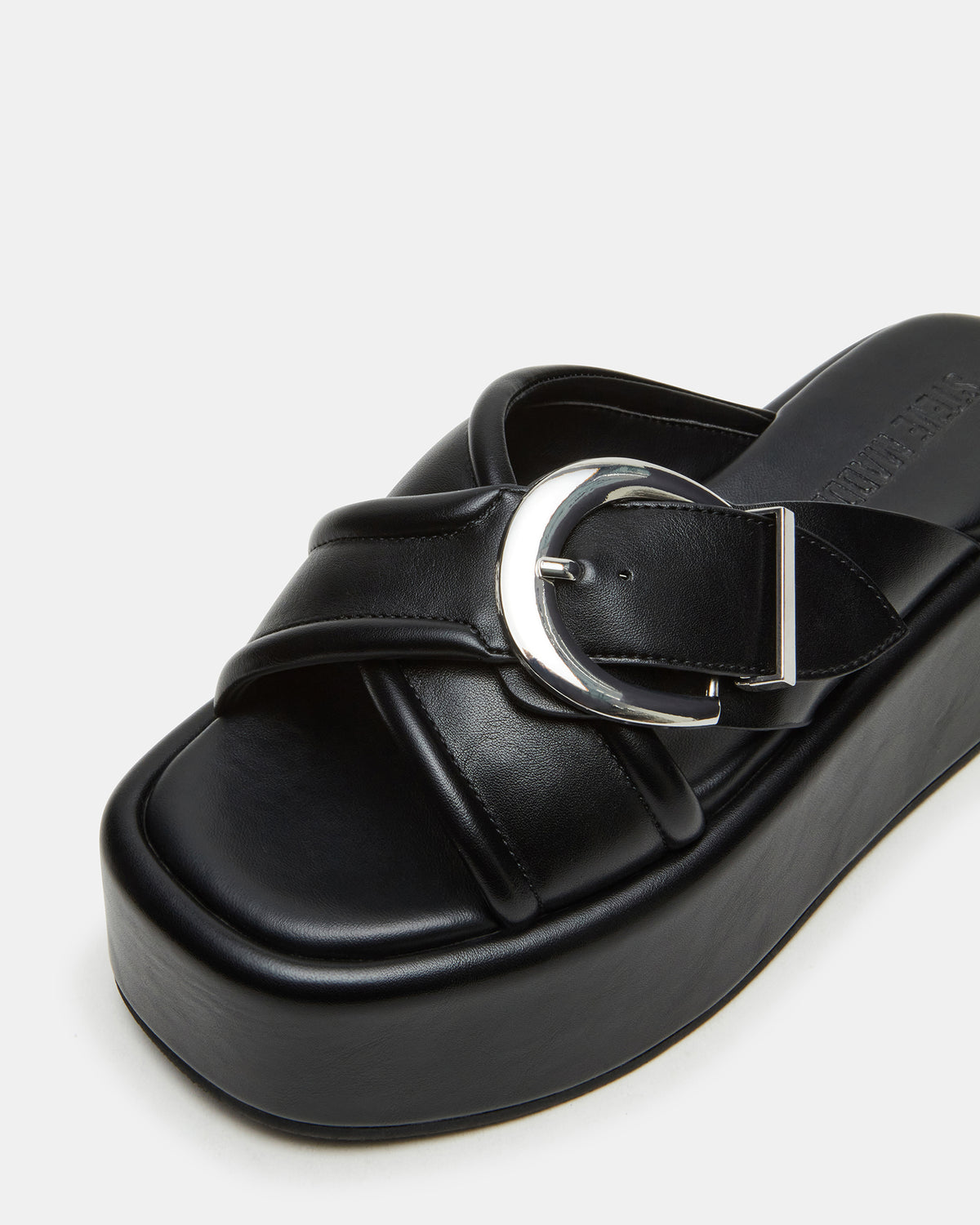 CYPHER Black Women's Platform Square Toe Sandal Steve Madden BLACK