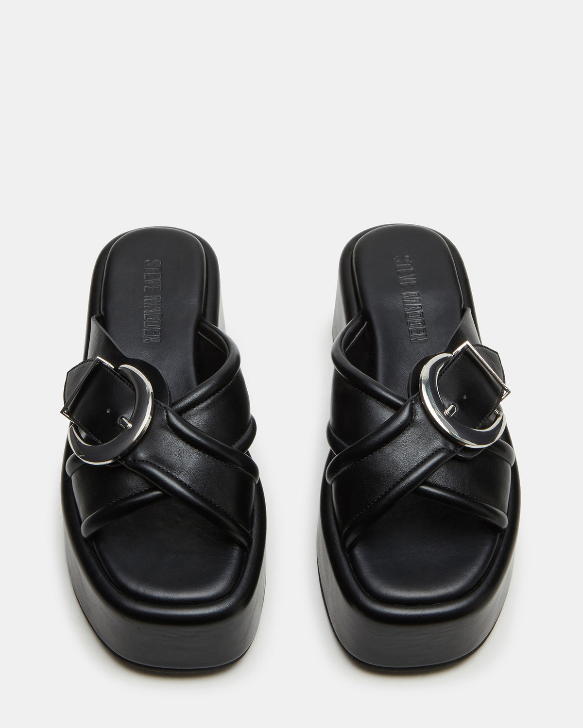 CYPHER Black Women's Platform Square Toe Sandal Steve Madden BLACK