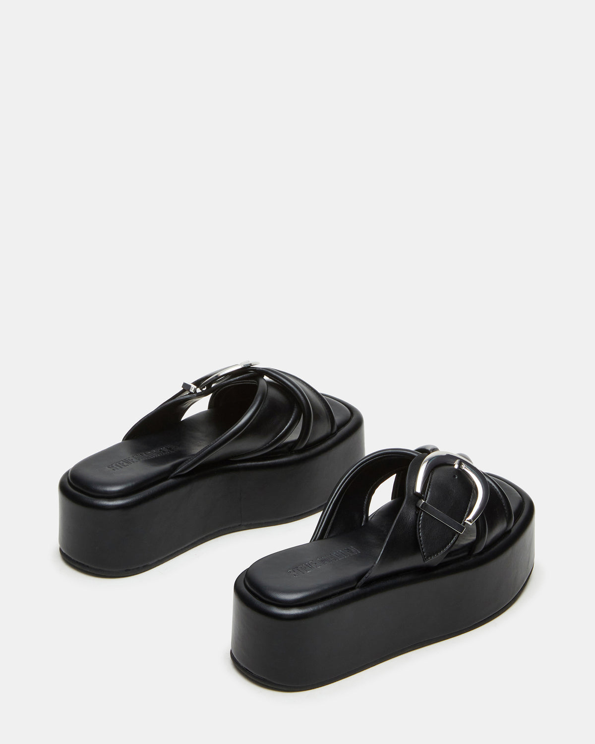 CYPHER Black Women's Platform Square Toe Sandal Steve Madden BLACK