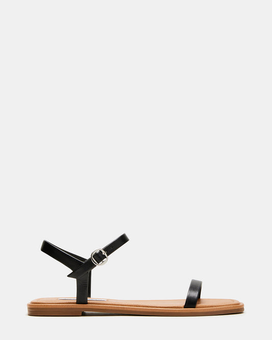 CAMARI Black Leather Square Toe Strappy Sandal | Women's Sandals Steve Madden BLACK LEATHER