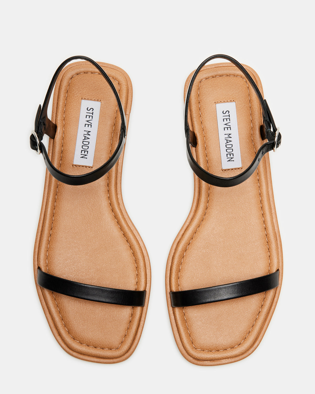 CAMARI Black Leather Square Toe Strappy Sandal | Women's Sandals Steve Madden BLACK LEATHER